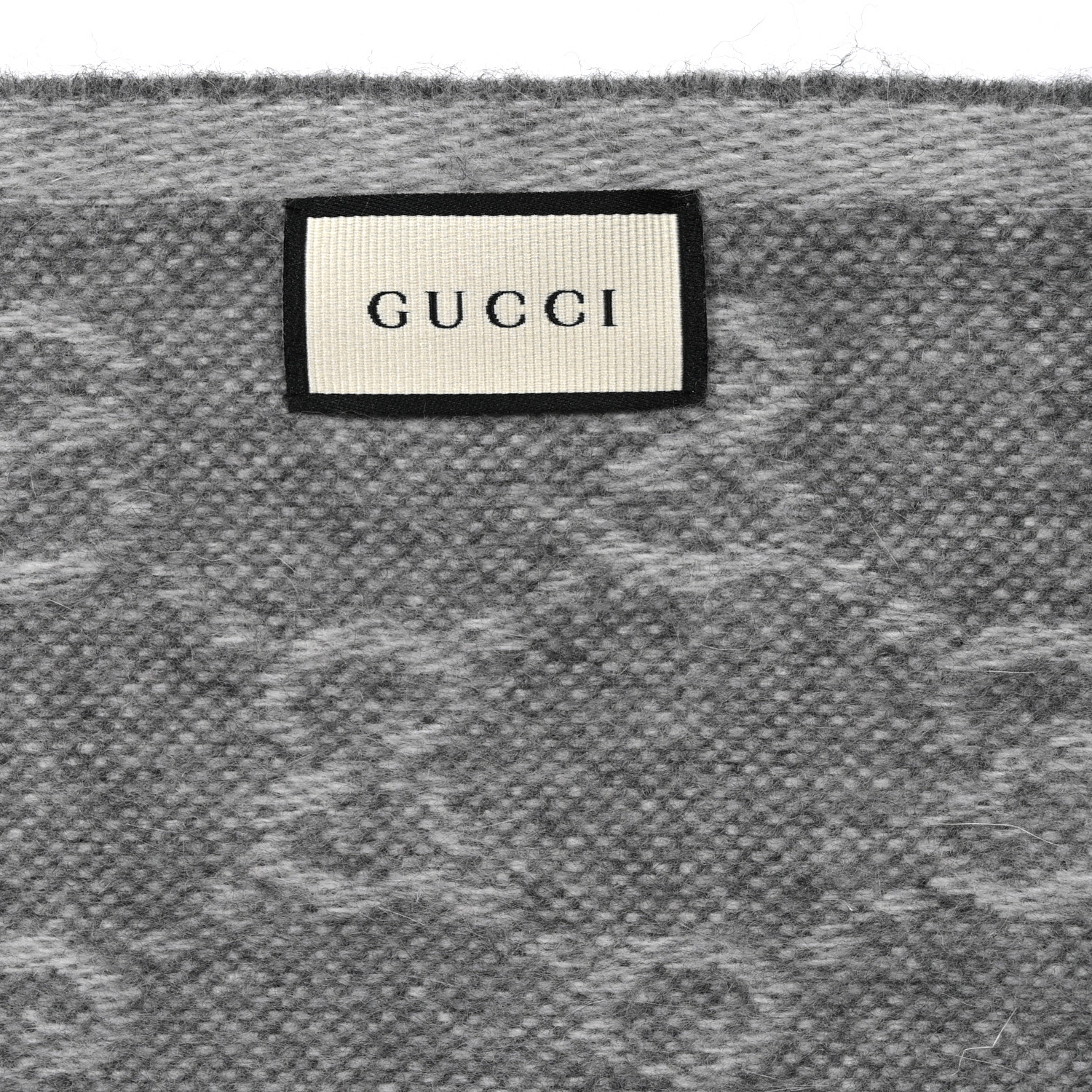 GUCCI Wool Angora Monogram Web New Nikky Scarf Zinc Blue