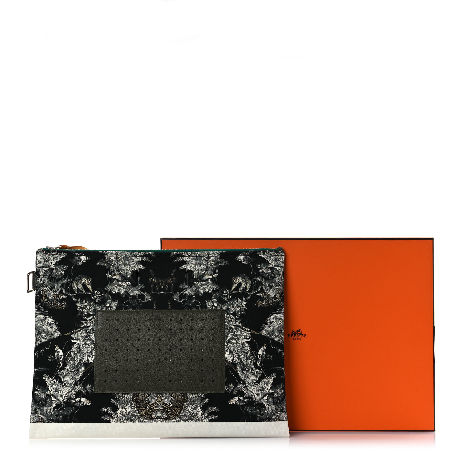 HERMES Cotton Goatskin Navette Petit H Pouch GM 1670959