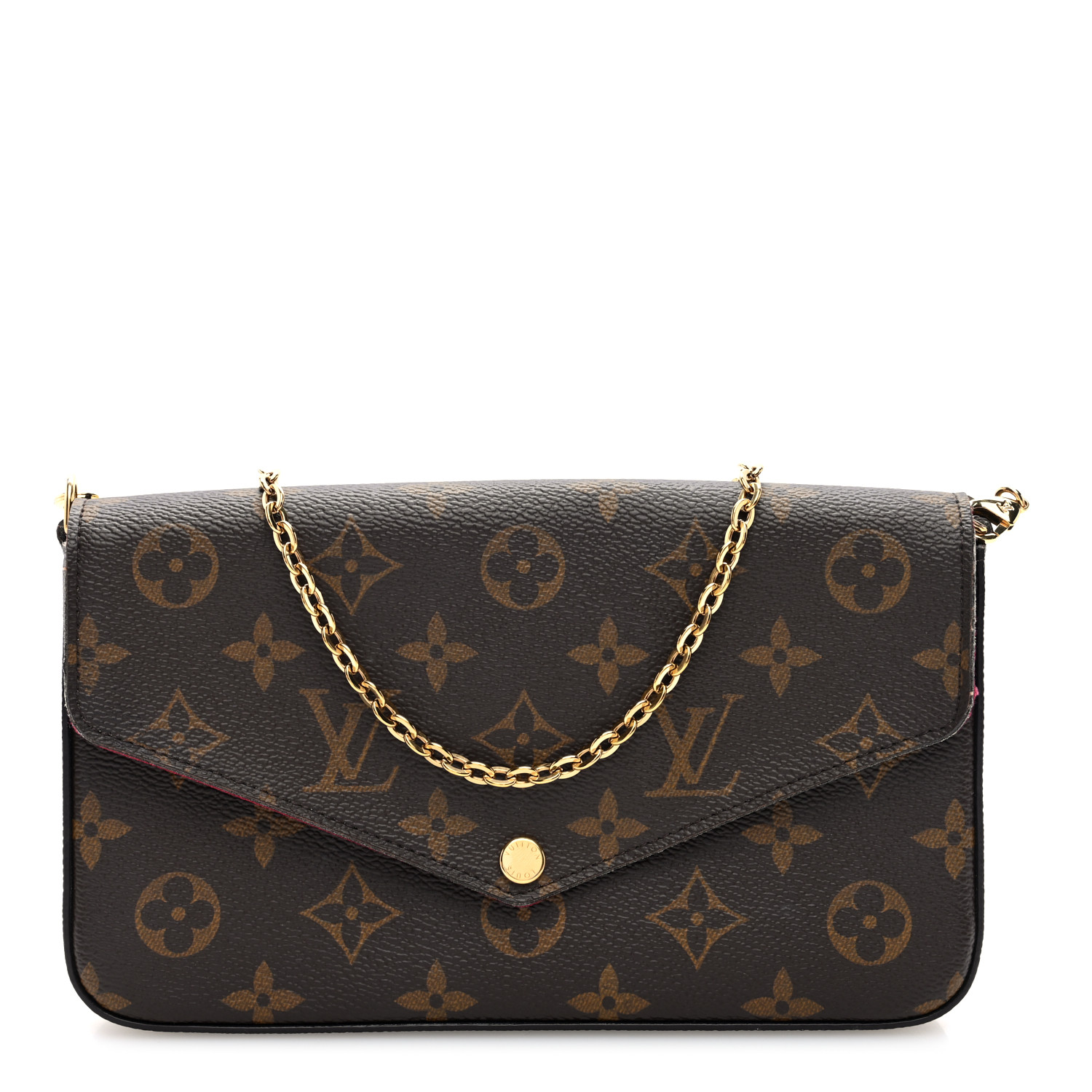 【Louis Vuitton】LV Felicie Pochette GM【ランク:A】 LOUIS VUITTON Monogram Pochette Felicie Chain Wallet Fuchsia