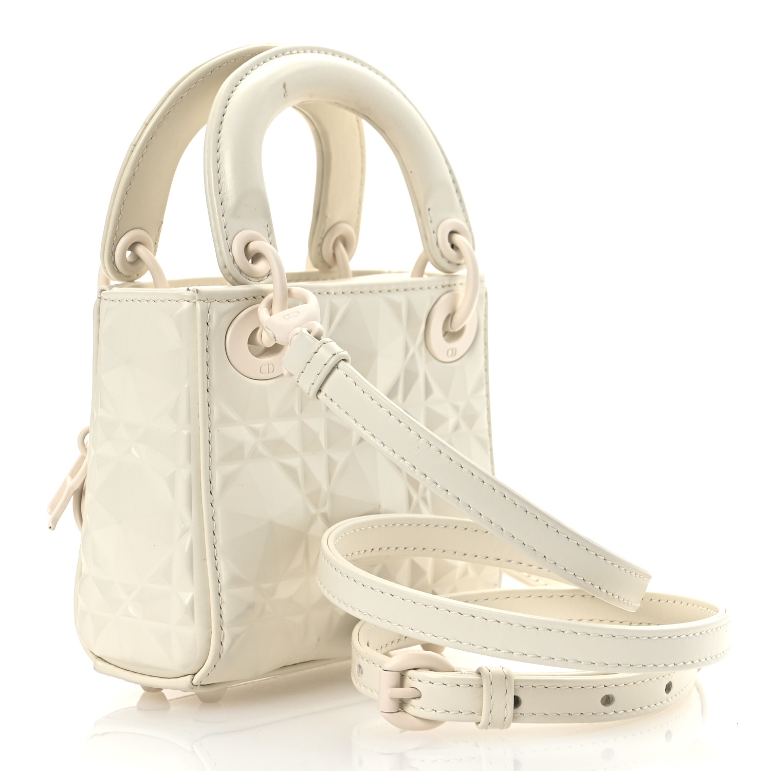 CHRISTIAN DIOR Calfskin Cannage Diamond Micro Lady Dior