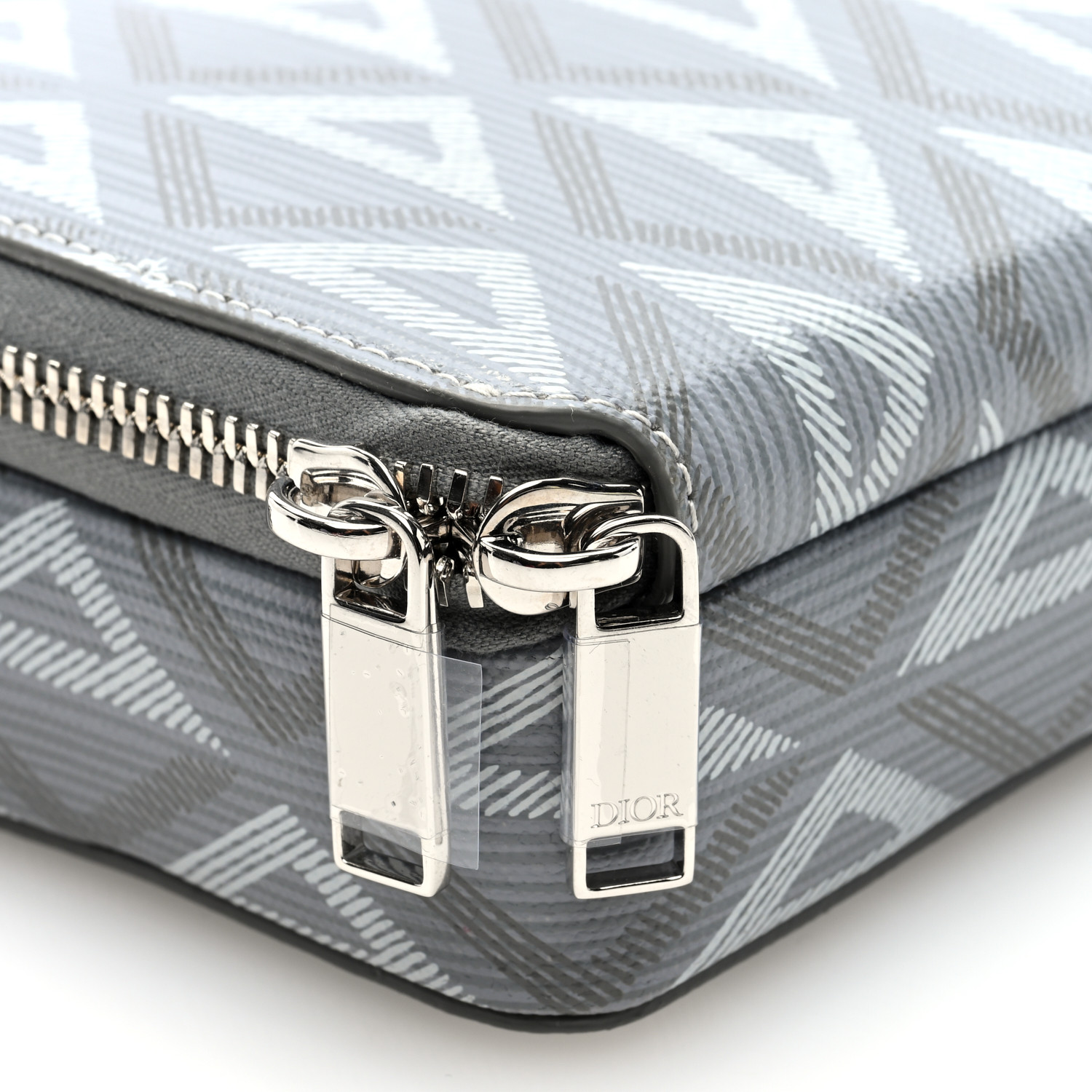 Dior ダークグレー ポーチ Zipped Pouch with Strap Black Dior Oblique Jacquard | DIOR