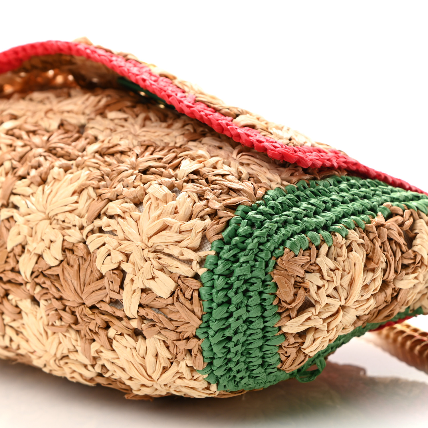 GUCCI Raffia Azalea Calfskin Crochet Flower Small GG Marmont