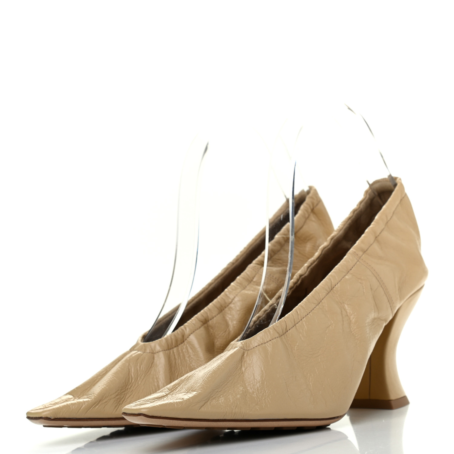BOTTEGA VENETA Crushed Nappa Almond Pumps 38.5 Cane Sugar