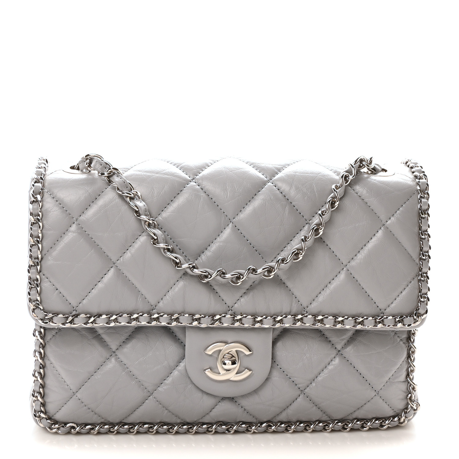 茶*様 Chanel Silver ヴィンテージバッグ CHANEL Matelasse CC Auth silver Leather chain shoulder bag