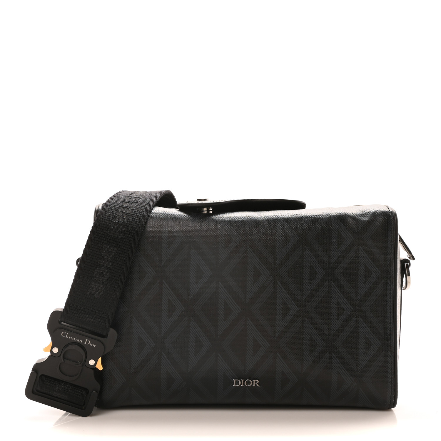 CHRISTIAN DIOR Canvas CD Diamond Lingot 22 Bag Black 1681795