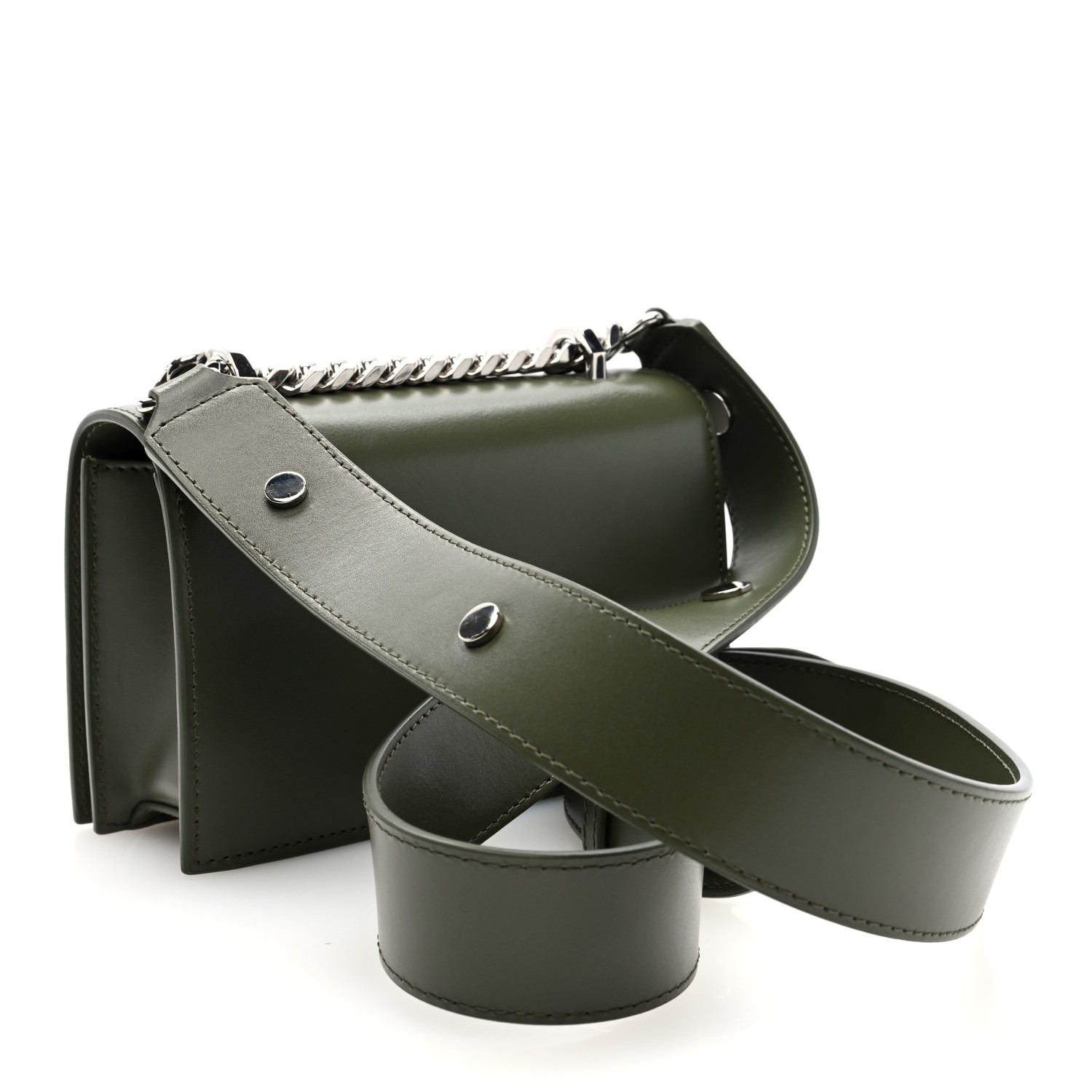 ALEXANDER MCQUEEN Calfskin Knuckle Crossbody Green 1684963
