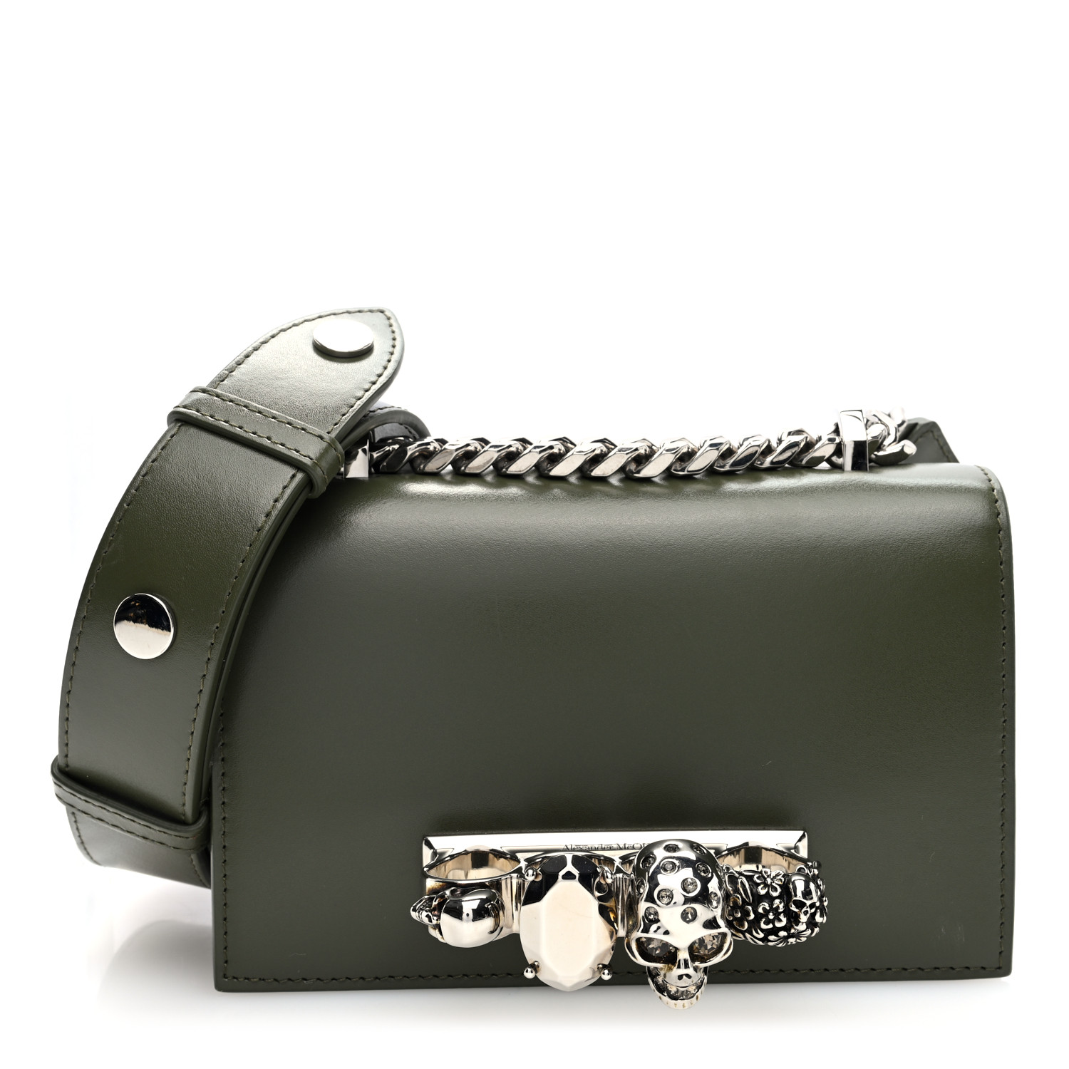 ALEXANDER MCQUEEN Calfskin Knuckle Crossbody Green 1684963