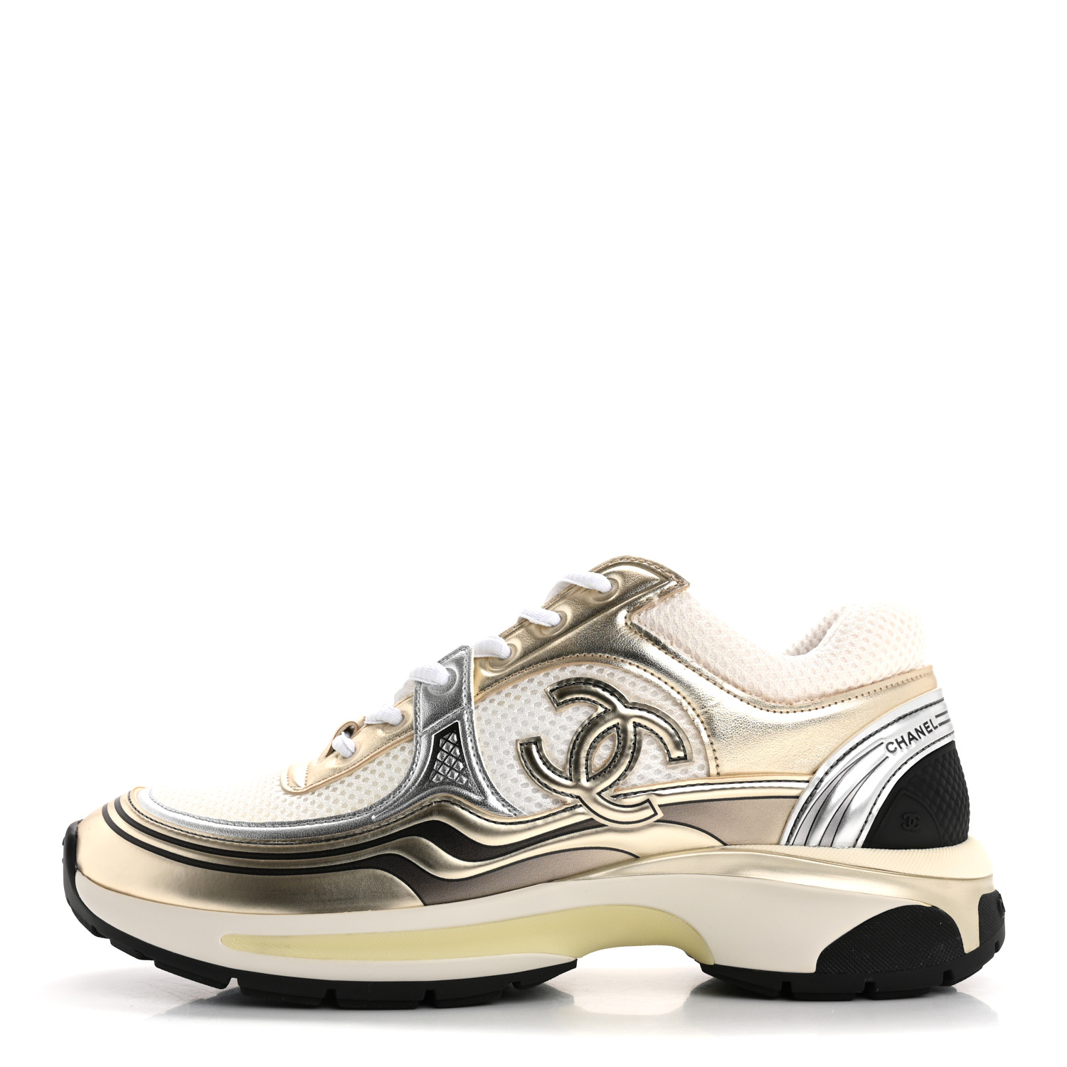 CHANELペチコート CHANEL Fabric Laminated Calfskin Stretch CC Sneakers 39