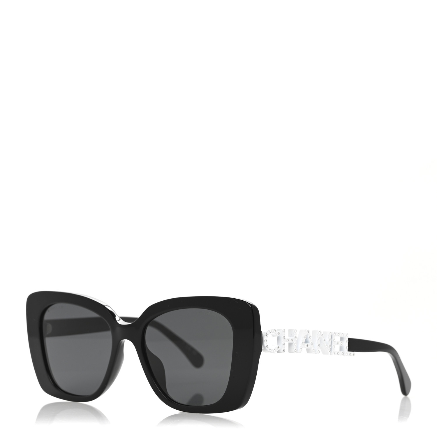 CHANEL Acetate Strass Square Sunglasses 5422-B-A Black White