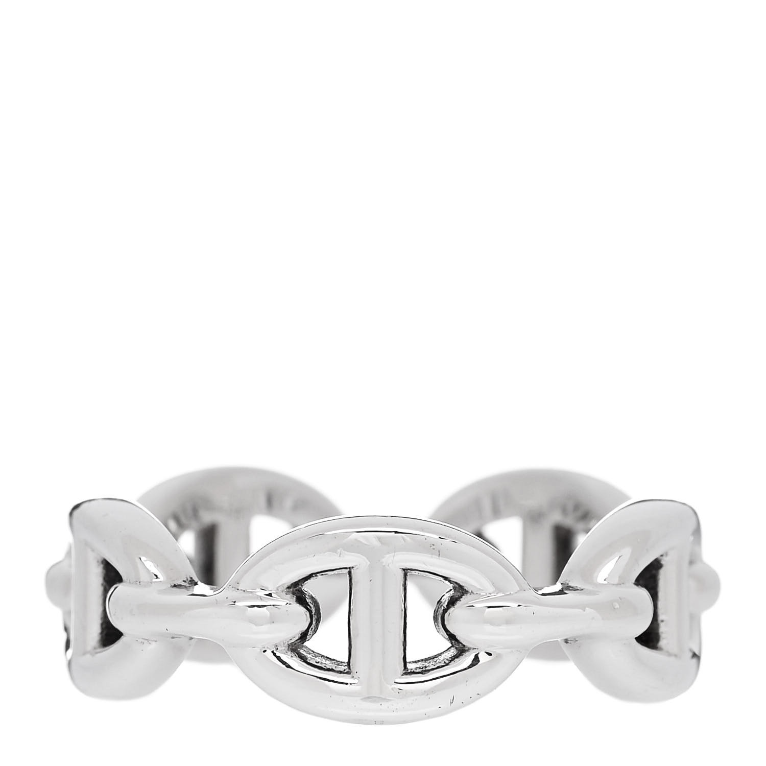 HERMES Sterling Silver PM Chaine d'Ancre Enchainee Band Ring