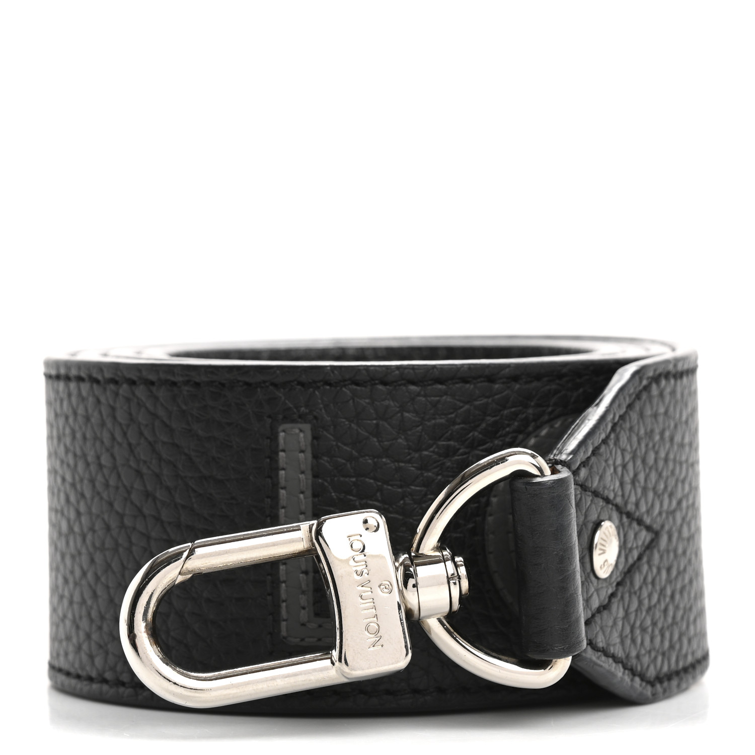 LOUIS VUITTON ブラックレザーベルト　すもも Louis Vuitton Black Leather 16mm Adjustable Shoulder Strap