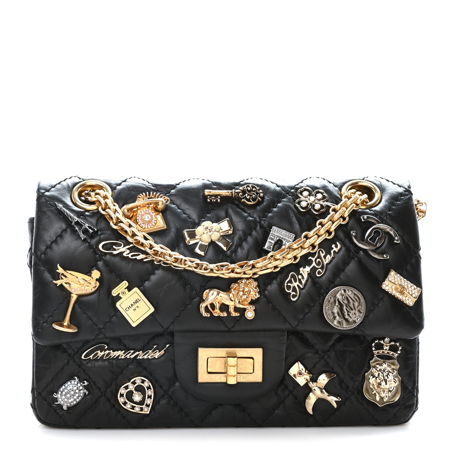 VINTAGE●CHANEL●シャネル スモール2.55 ハンドバッグ224 CHANEL Aged Calfskin Lucky Charms 2.55 Reissue 224 Flap