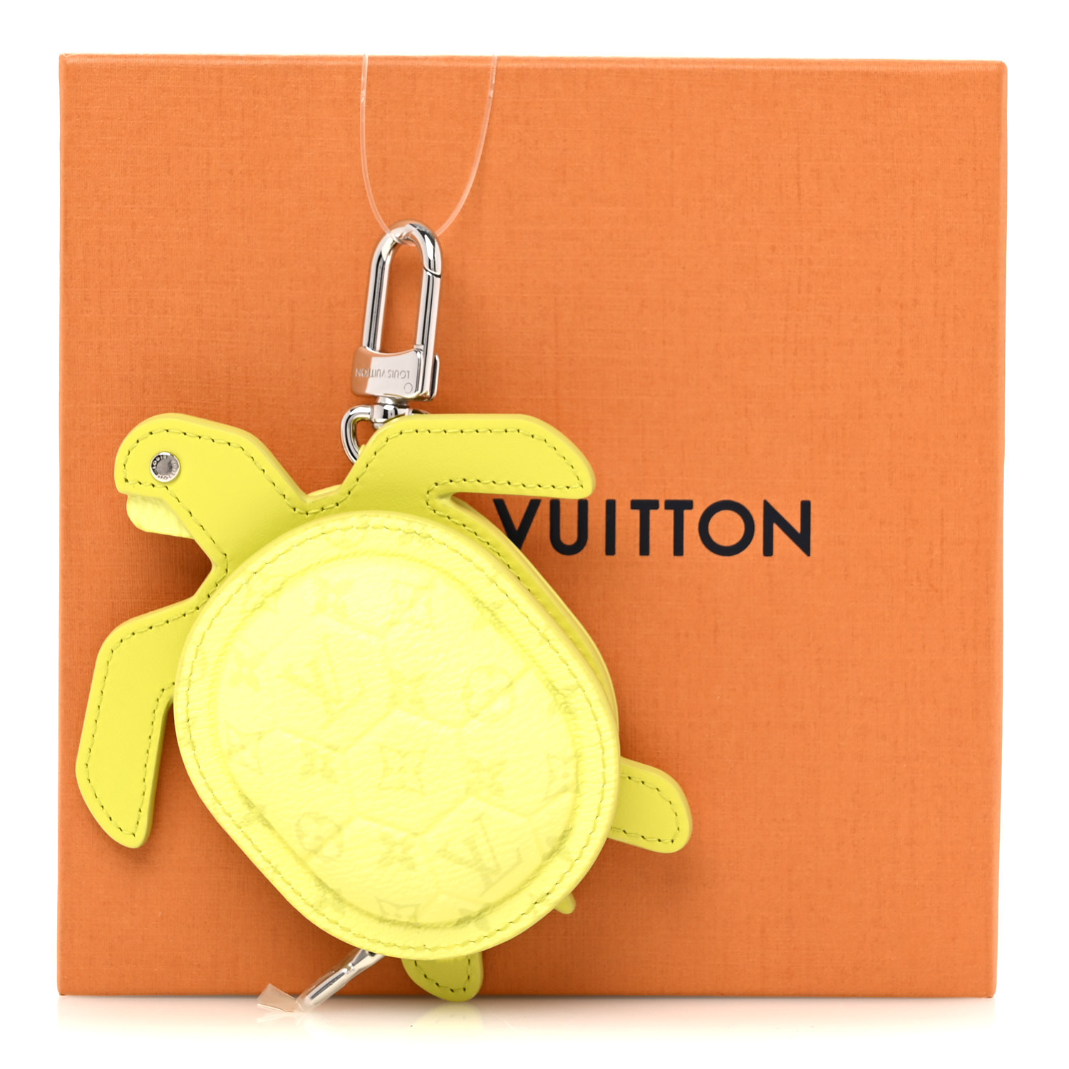 VUITTON チャーム LOUIS VUITTON Monogram Calfskin Turtle Pouch Bag Charm Lime