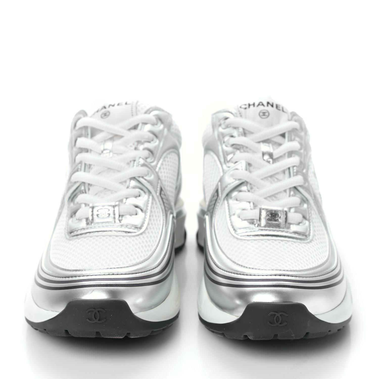 ccedcedc0730様用 CHANEL Fabric Laminated Calfskin Stretch CC Womens Sneakers