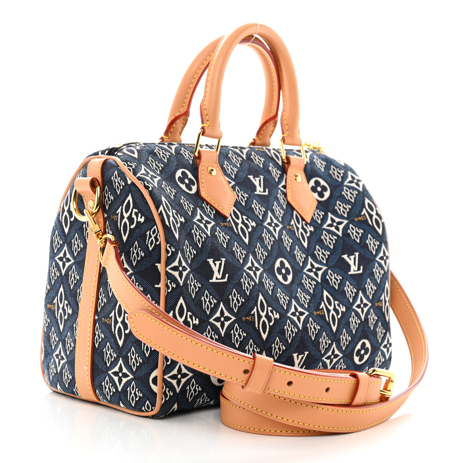 みみ❀　0405 LOUIS VUITTON Jacquard Since 1854 Speedy Bandouliere 25 Blue