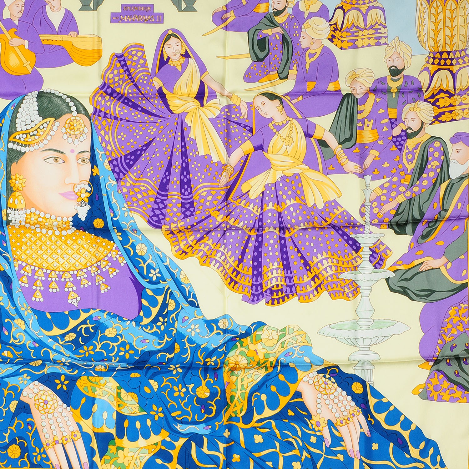 HERMES Silk Splendeur Des Maharajas II Scarf 90 92147