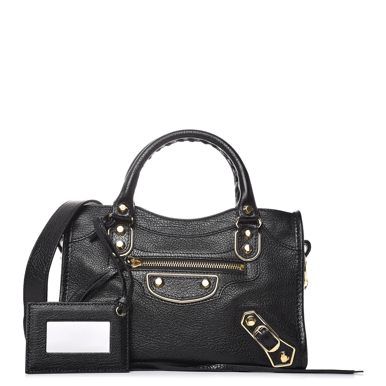 BALENCIAGA Chevre Gold Metallic Edge Hardware Mini City