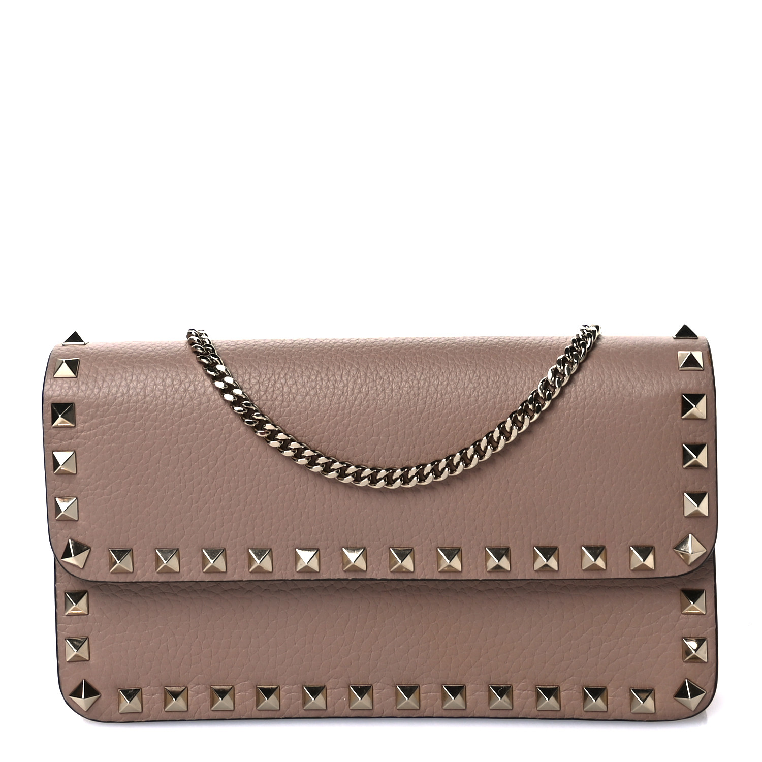 VALENTINO GARAVANI Grainy Calfskin Rockstud Chain Pouch