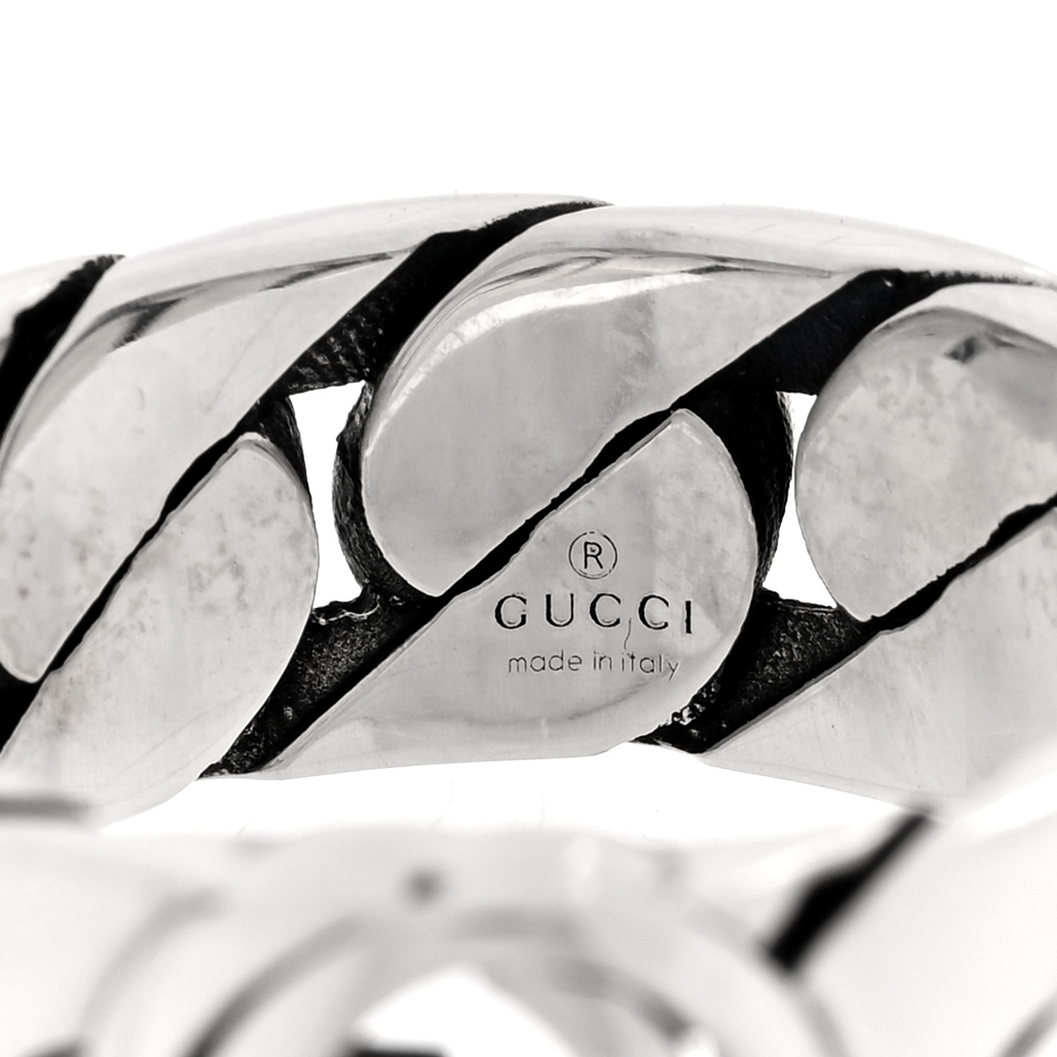 GUCCI Sterling Silver Interlocking G Chainlink Wide Band