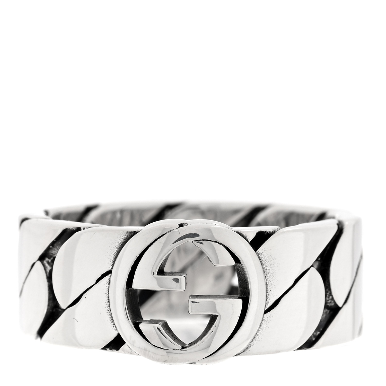 GUCCI Sterling Silver Interlocking G Chainlink Wide Band