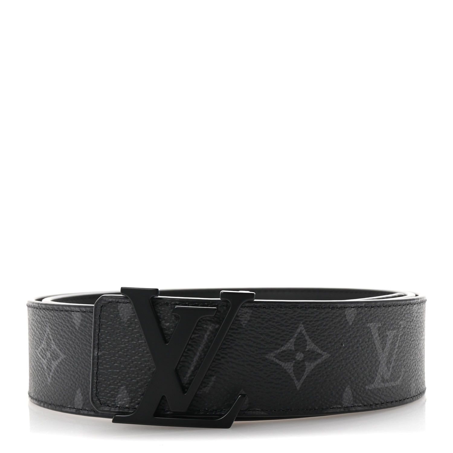 LOUIS VUITTON ブラックレザーベルト95/38 LOUIS VUITTON Monogram Eclipse Taigarama 40mm LV Initiales