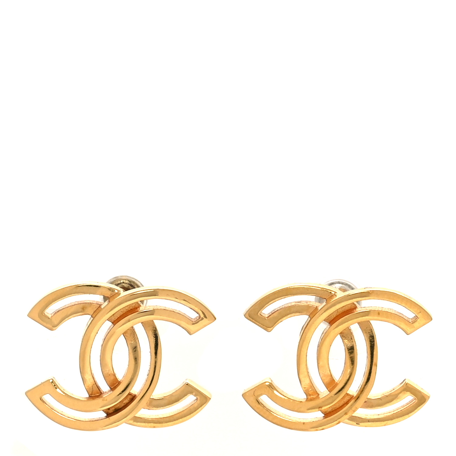 CHANEL Metal Obazine CC Earrings Gold 1677228 | FASHIONPHILE