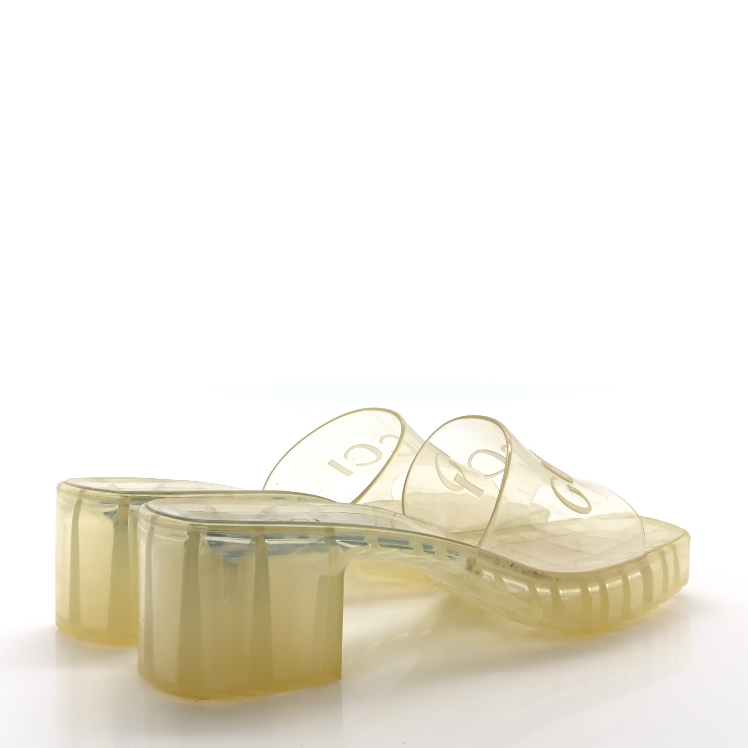 【GUCCI 】Rubber Transparent Slide Sandals GUCCI Rubber Gucci Logo Womens Platform 20/60mm Slide