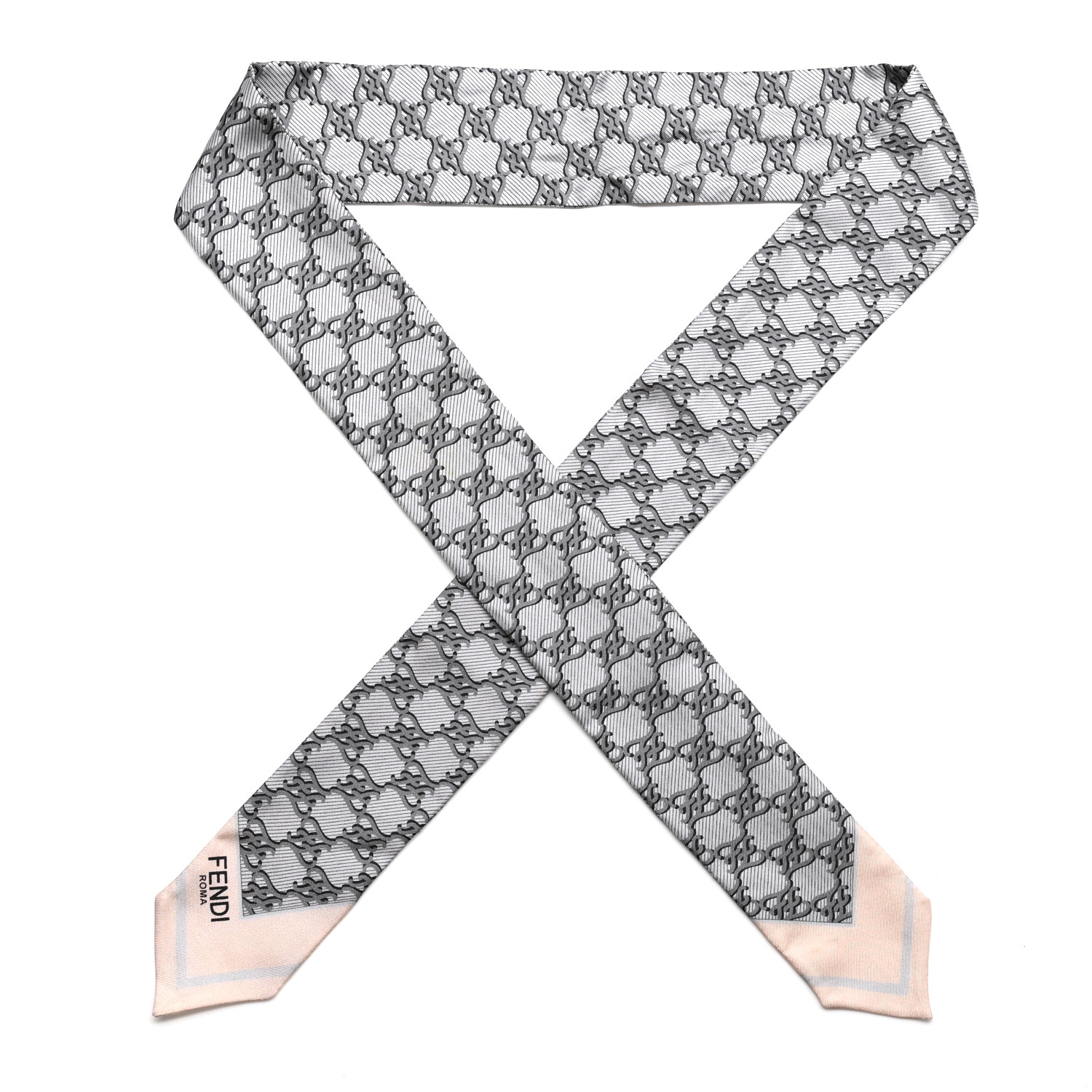 FENDI Silk FF Karligraphy Wrappy Bandeau Grey 1683187