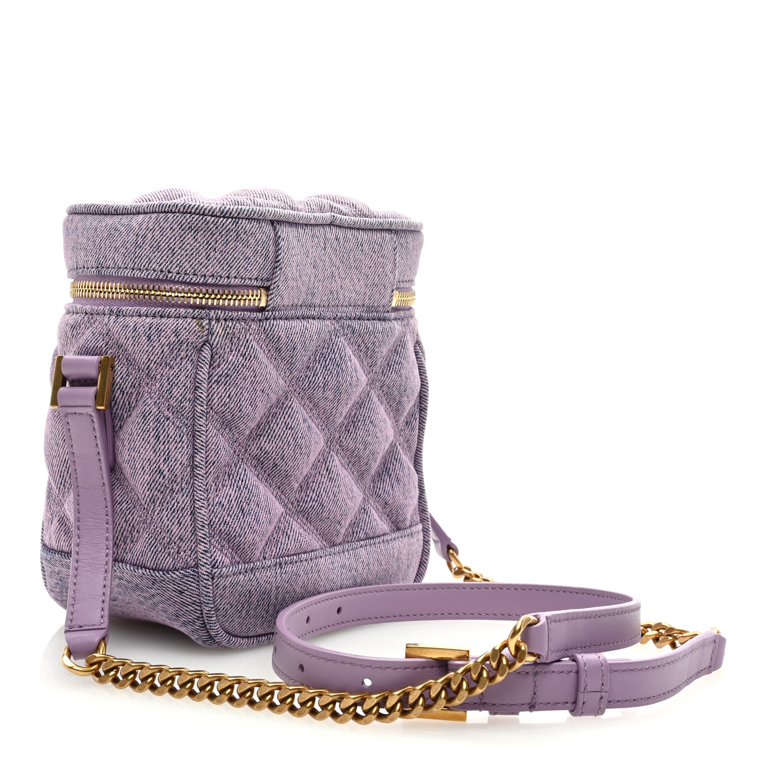 SAINT LAURENT Denim Quilted 80's Vanity Bag Bleached Lilac