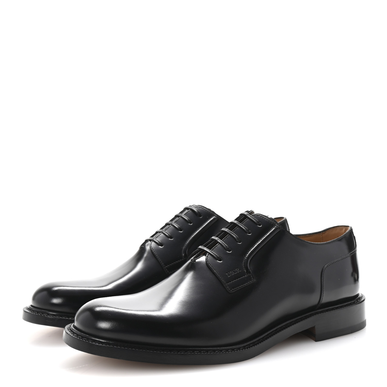 CHRISTIAN DIOR Calfskin Mens Derby Shoes 42 Black 1682974