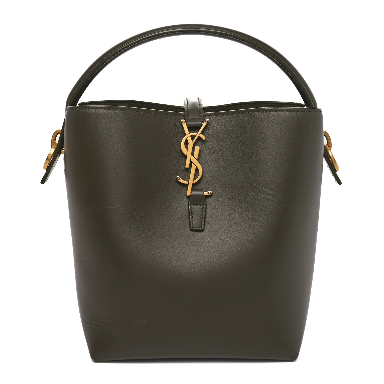 SAINT LAURENT Shiny Calfskin Le 37 Bucket Bag Deep Musk