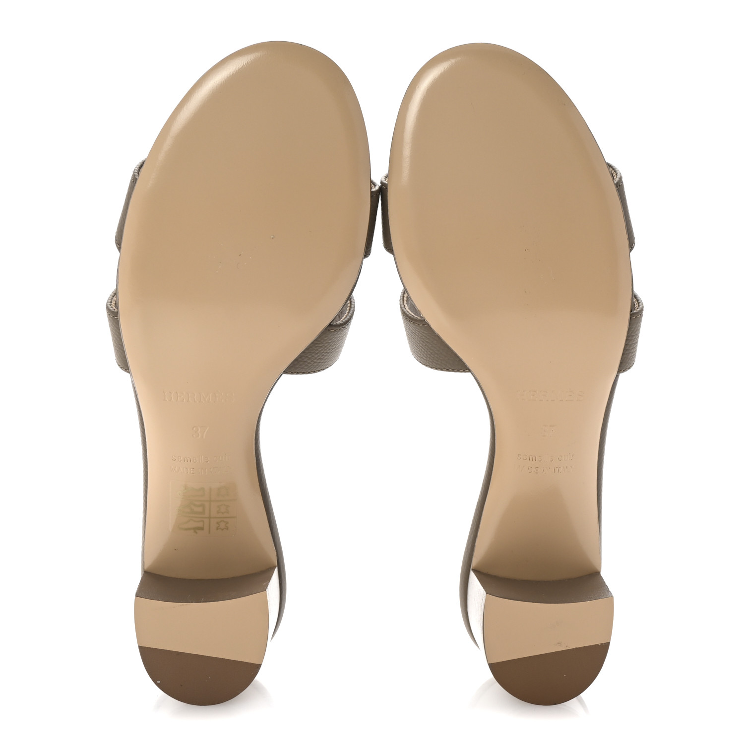 HERMES Epsom Oasis Sandals 37 Etoupe 1689528 | FASHIONPHILE