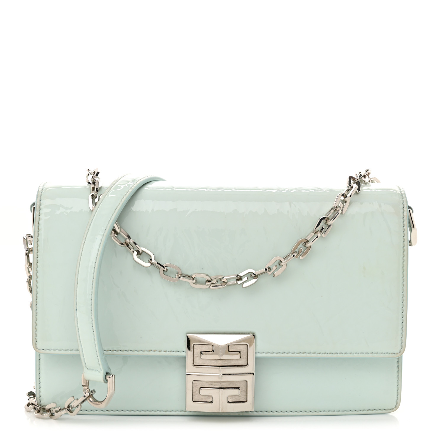 gigi GIVENCHY Patent Textured Goatskin Small 4G Crossbody Sky