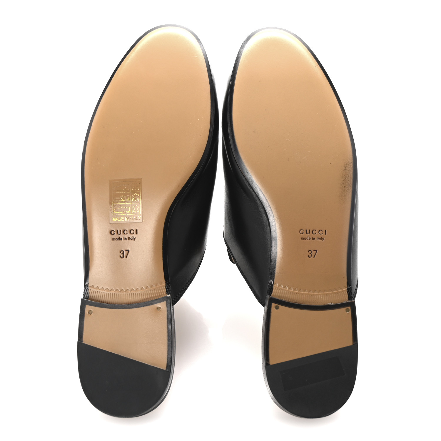 GUCCI Calfskin Womens Princetown Slippers 37 Black 1686025