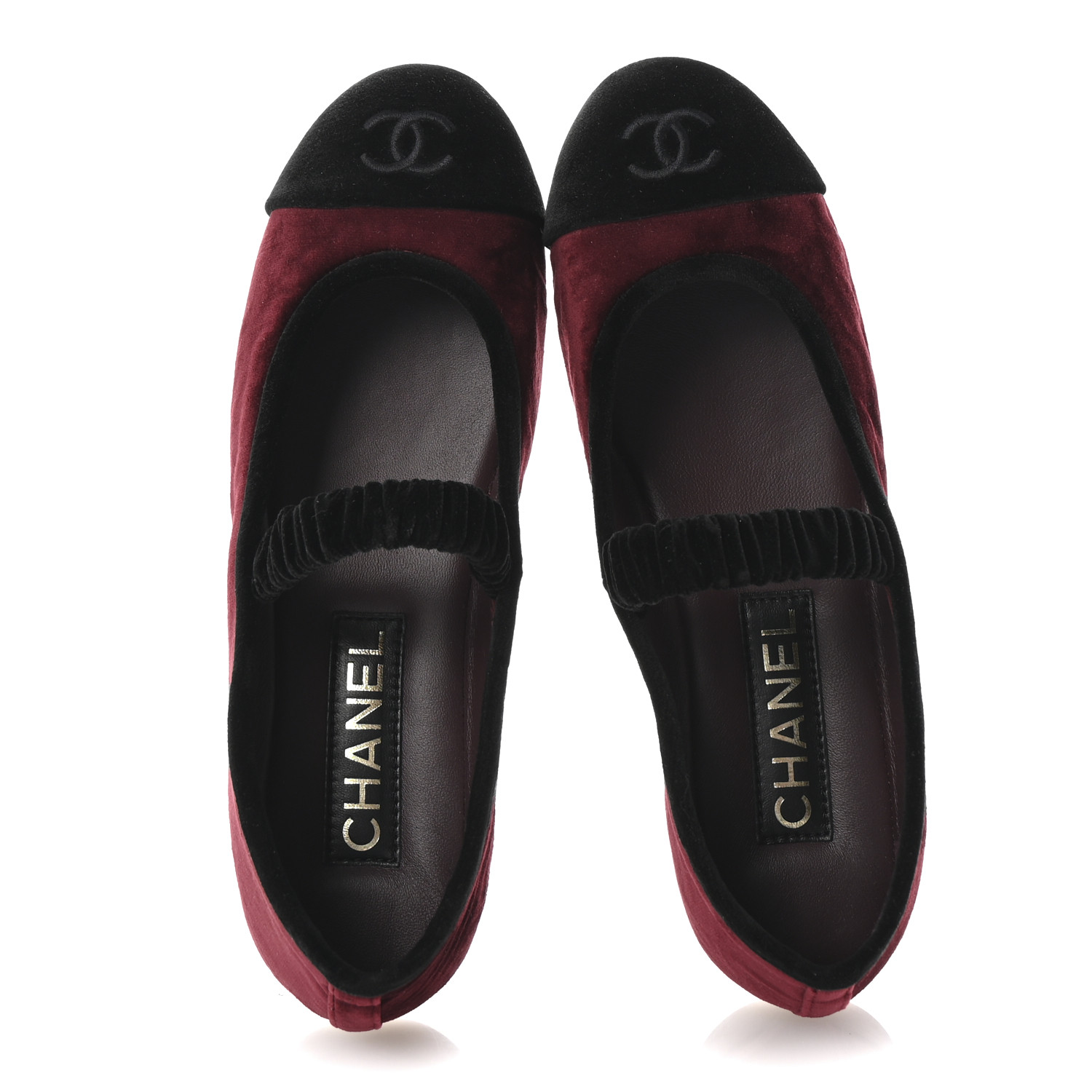 優雅に揺れるベルベット【CHANEL】MaryJanes Velvet CHANEL Velvet Mary Jane Flats 37 Burgundy Black 1688647