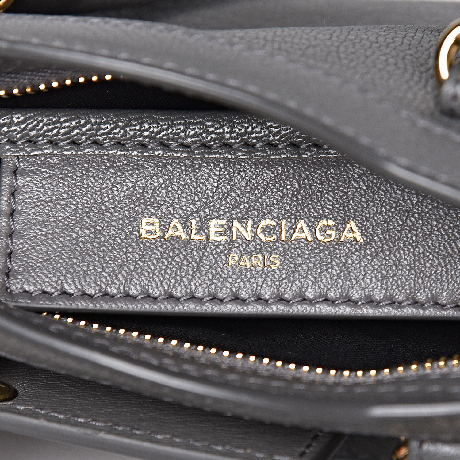 BALENCIAGA Chevre Gold Metallic Edge Hardware Nano City Gris