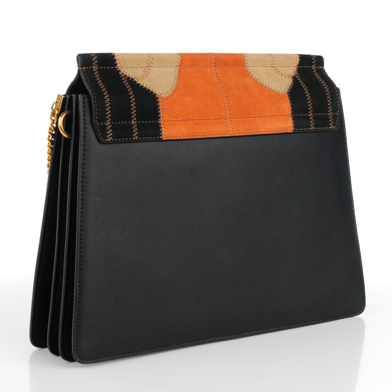 CHLOE Suede Patchwork Medium Faye Shoulder Bag Desert Beige