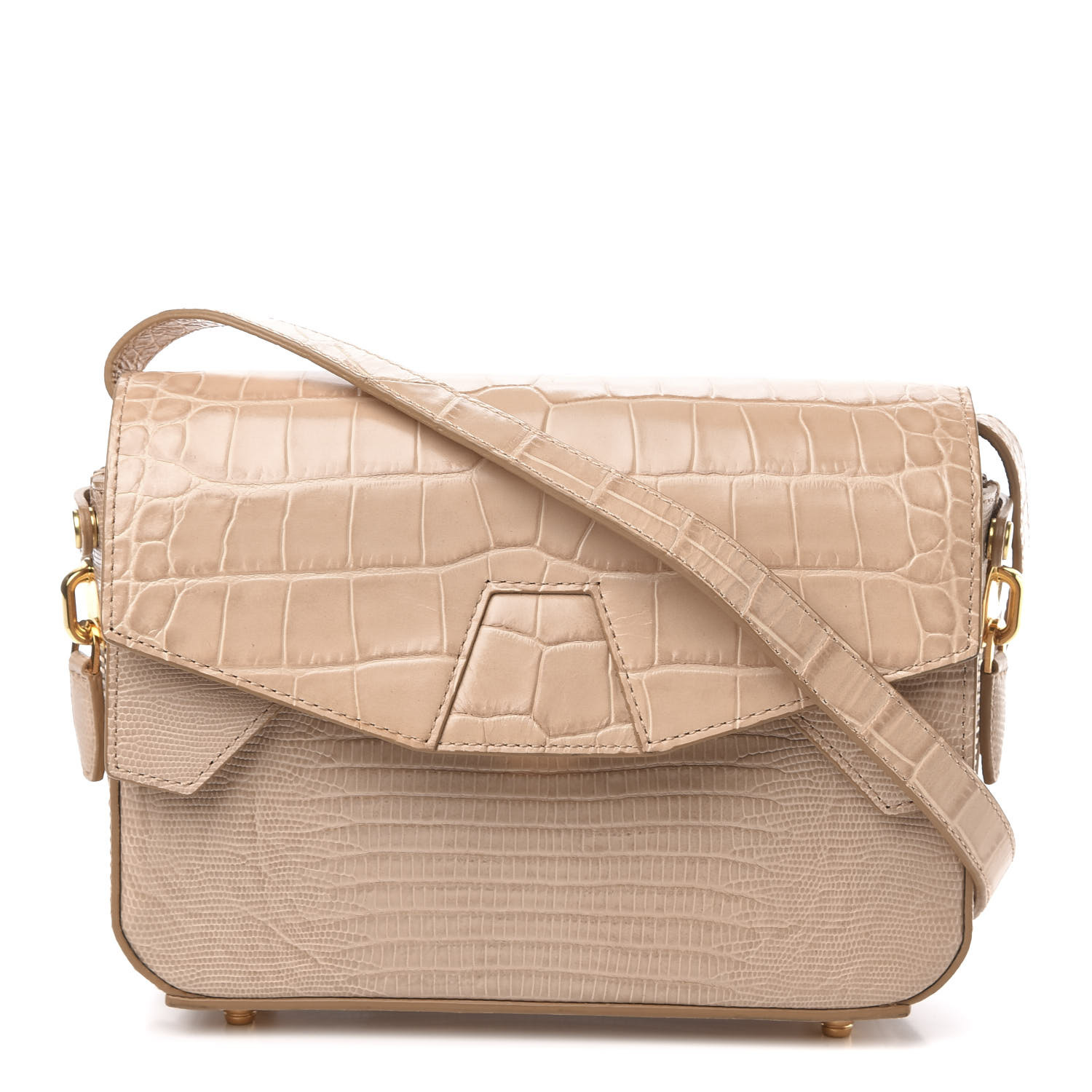 ALEXANDER WANG Crocodile Lizard Embossed Calfskin Tri-Fold