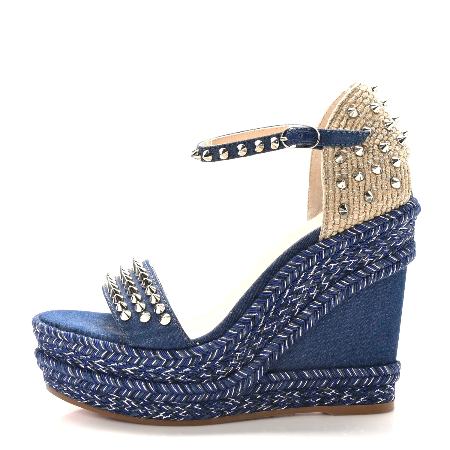 靴 CHRISTIAN LOUBOUTIN MADMONICA CHRISTIAN LOUBOUTIN Denim Madmonica 120 Wedge Sandals 37
