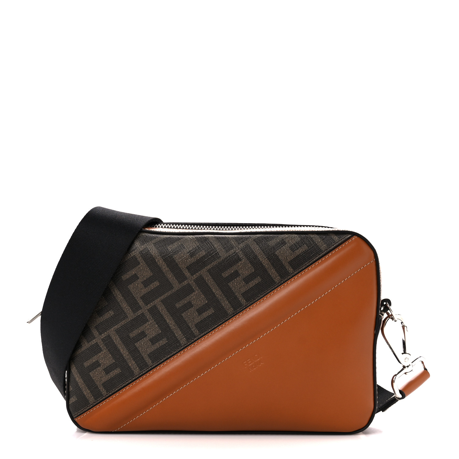 FENDI Glazed Fabric Vitello Cover FF 1974 Diagonal Bi-Color