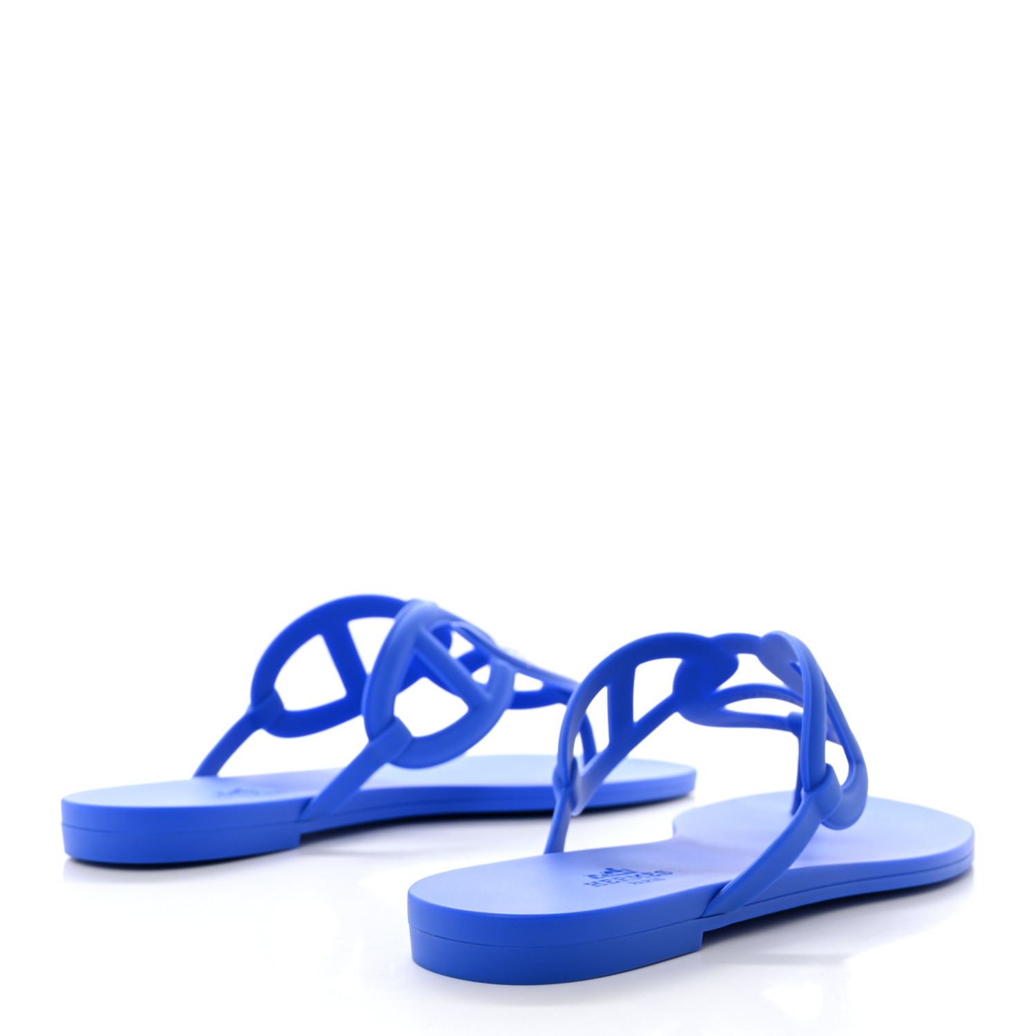 HERMES Rubber Womens Egerie Sandals 37 Bleu Outremer 1443435