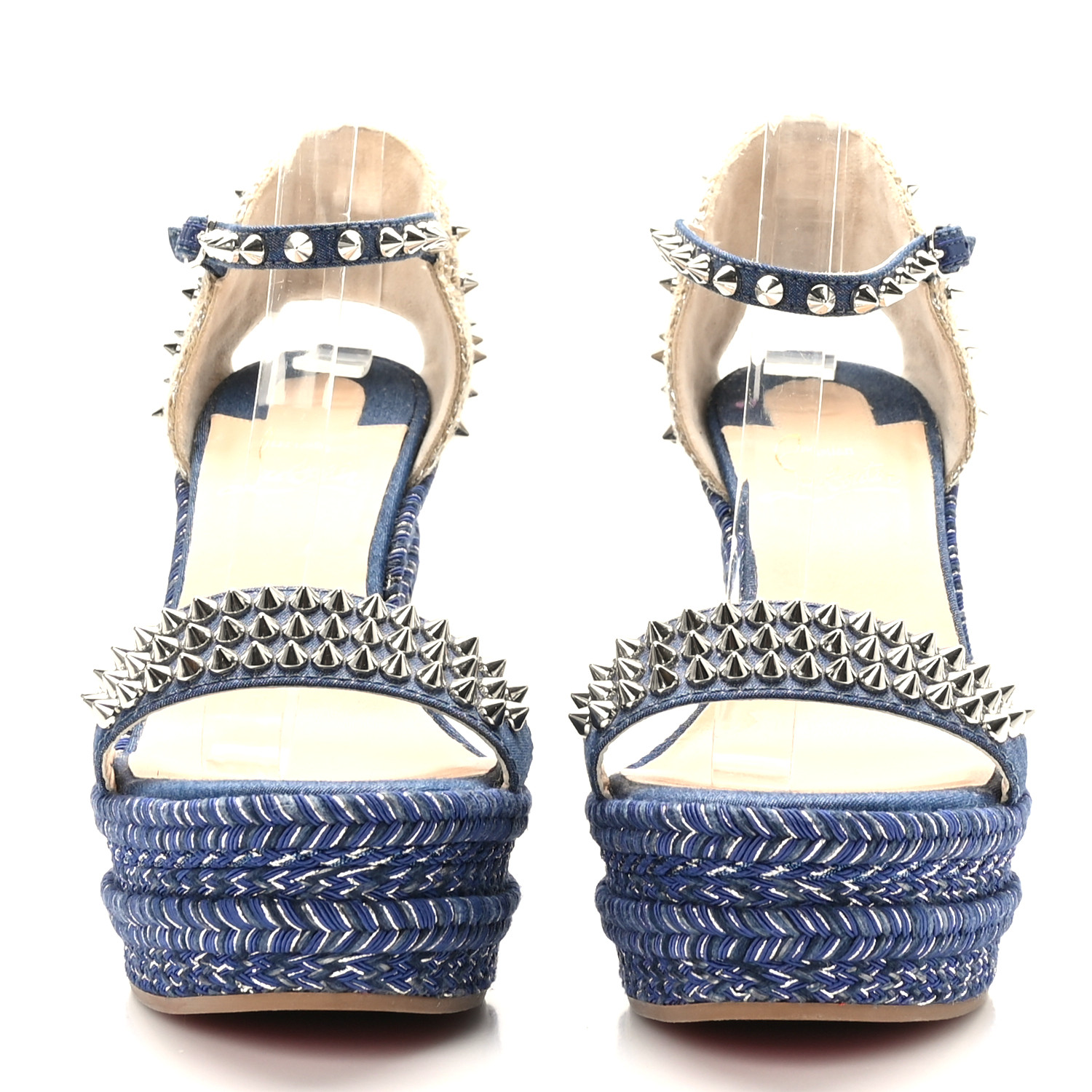 CHRISTIAN LOUBOUTIN Denim Madmonica 120 Wedge Sandals 37