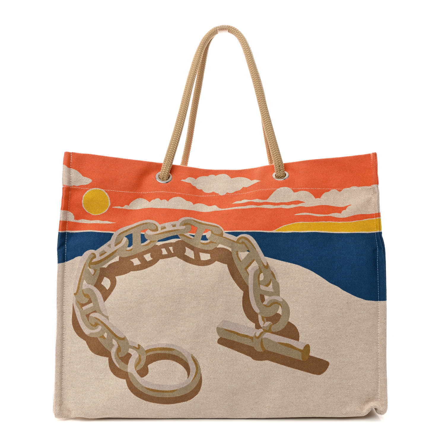 Escale a la Plage♪【 HERMES 】トートバッグ HERMES H Canvas Printed Escale A La Plage Beach Bag Acier