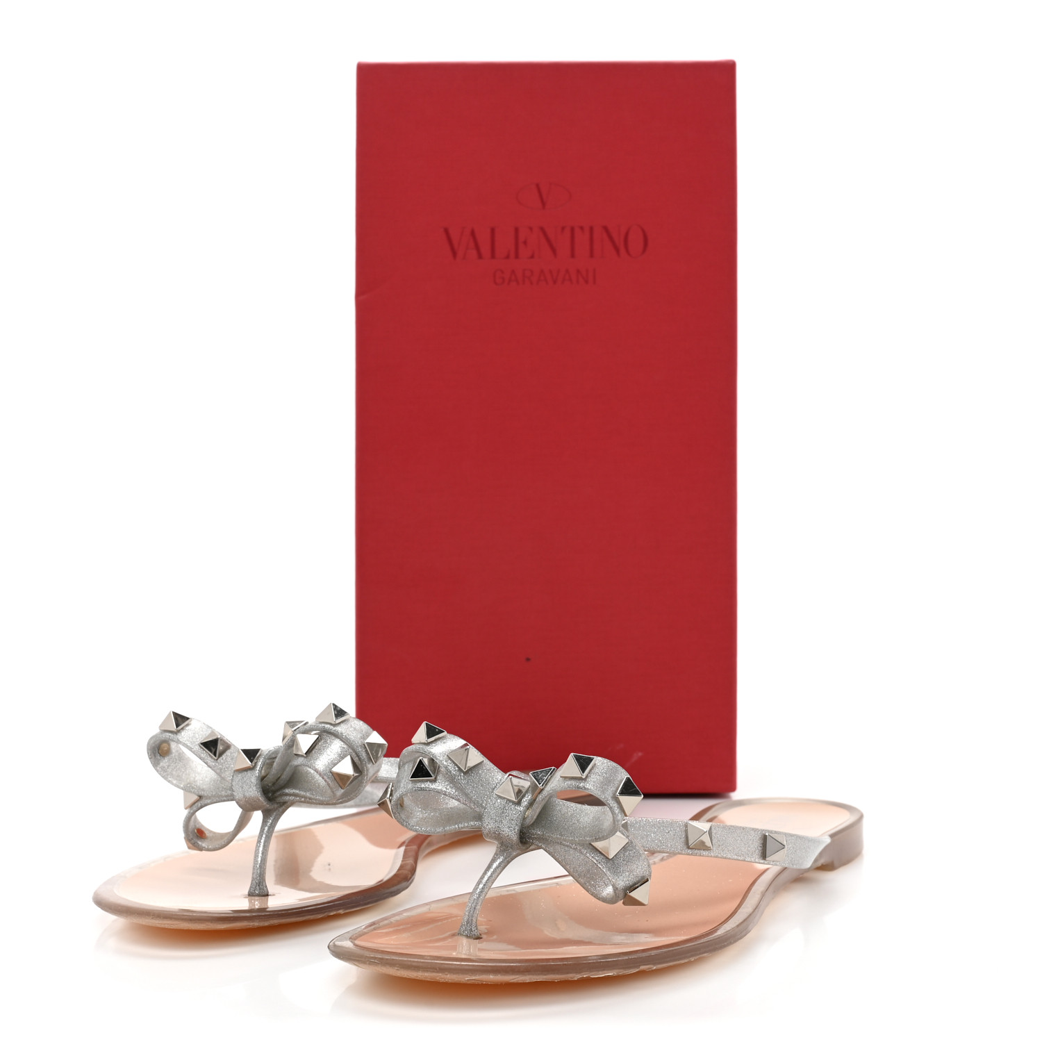 VALENTINO GARAVANI PVC Jelly Glitter Rockstud Bow Thong