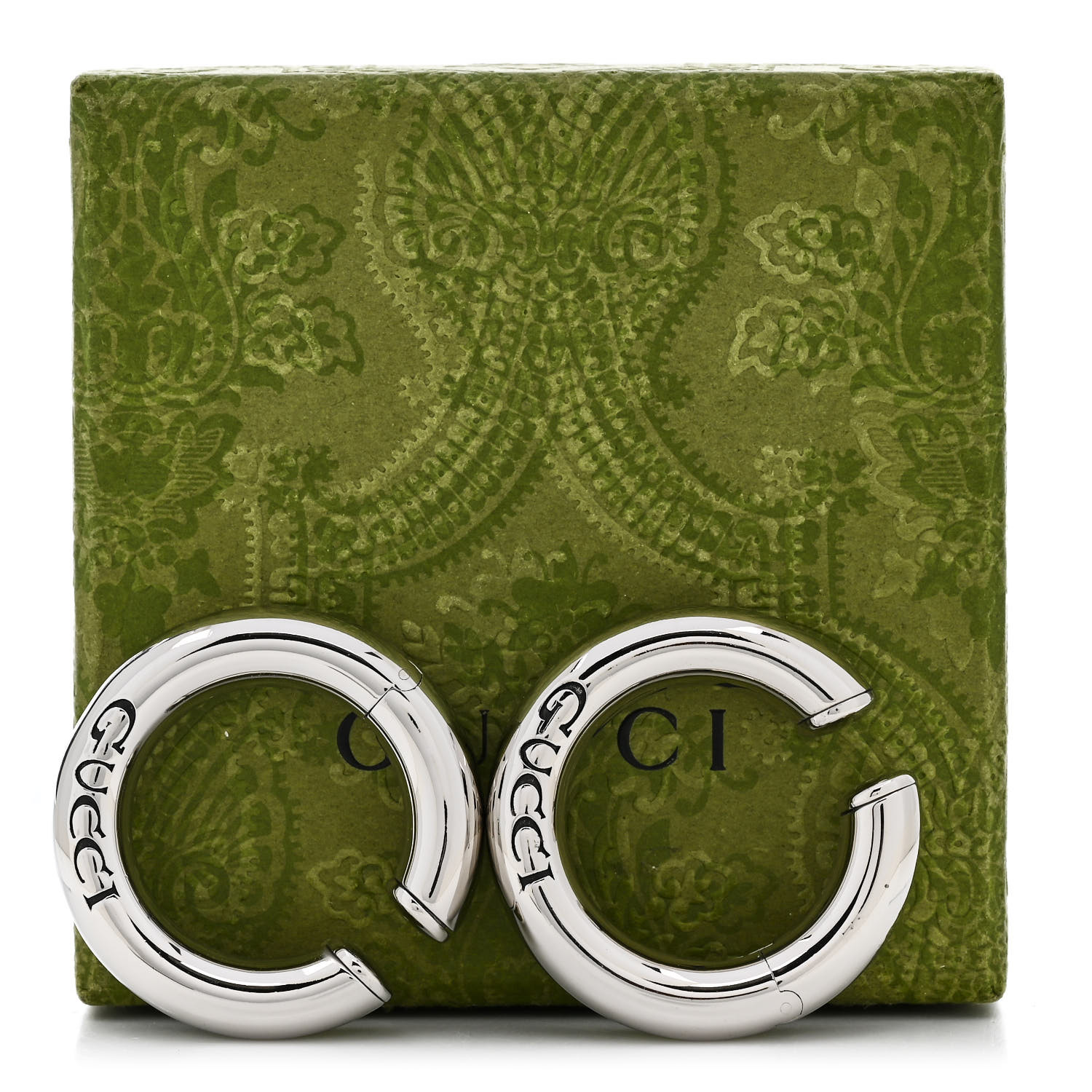るi GUCCI Metal Speculum Majus Cuff Earrings Silver 1684911