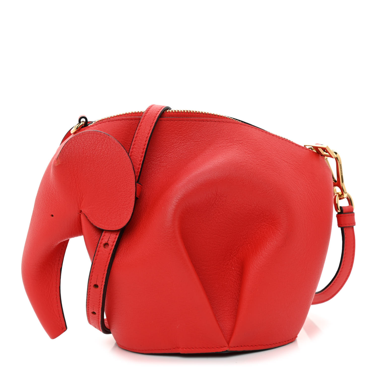 LOEWE Calfskin Mini Elephant Crossbody Bag Scarlet Red