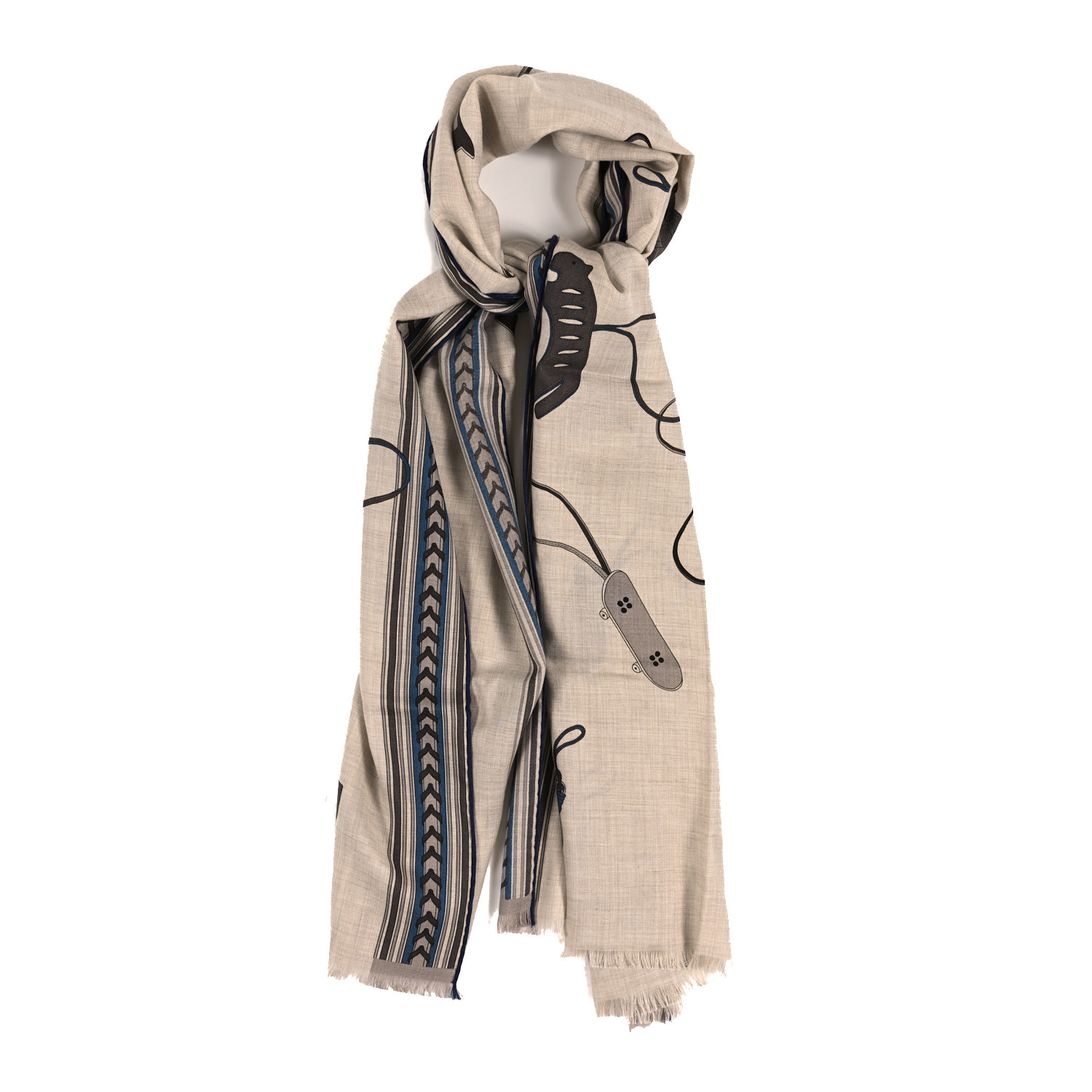 エルメス カシシル Rectangle Et Gris Gris HERMES Cashmere Silk Et Gris Gris Rectangle Scarf Naturel