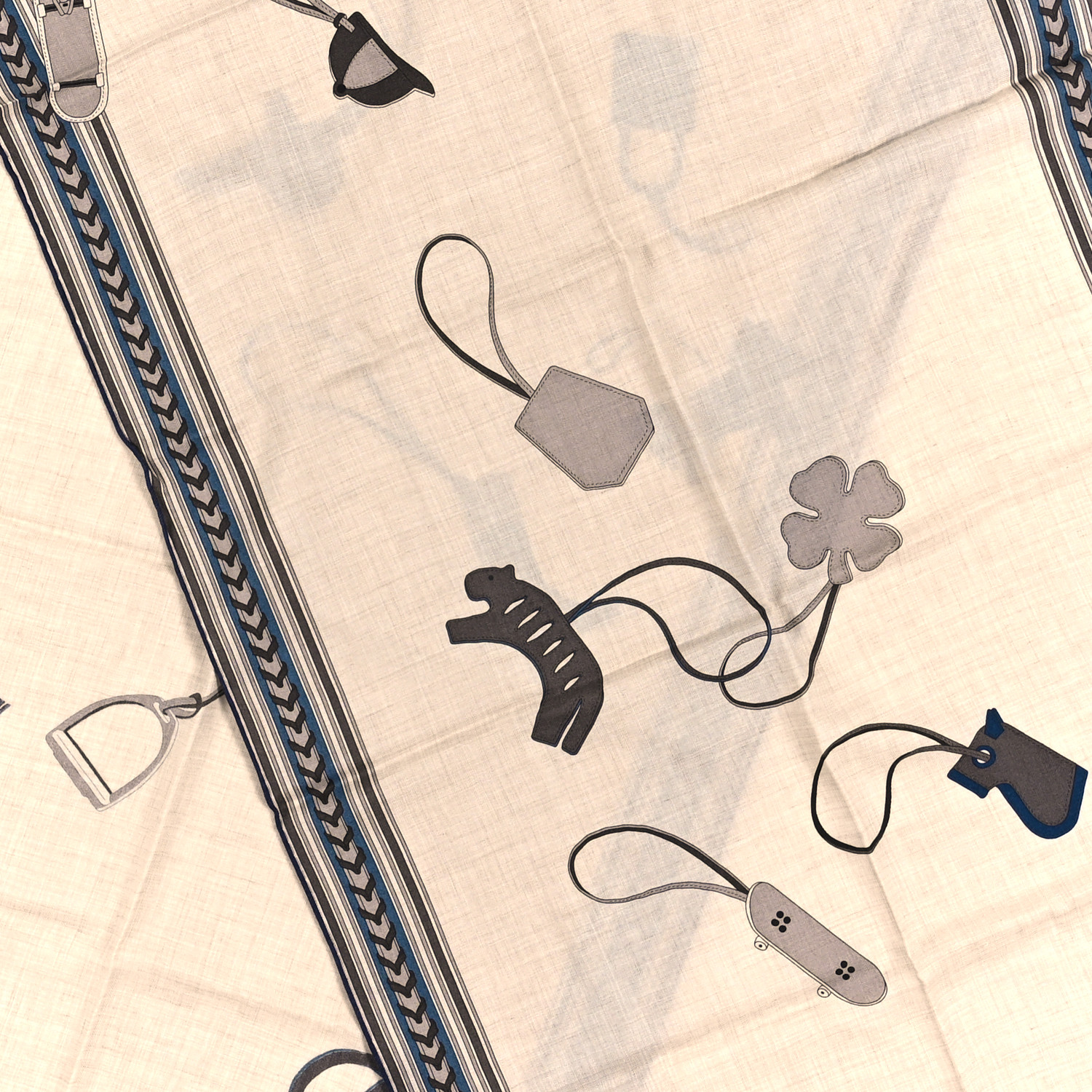 HERMES Cashmere Silk Et Gris Gris Rectangle Scarf Naturel