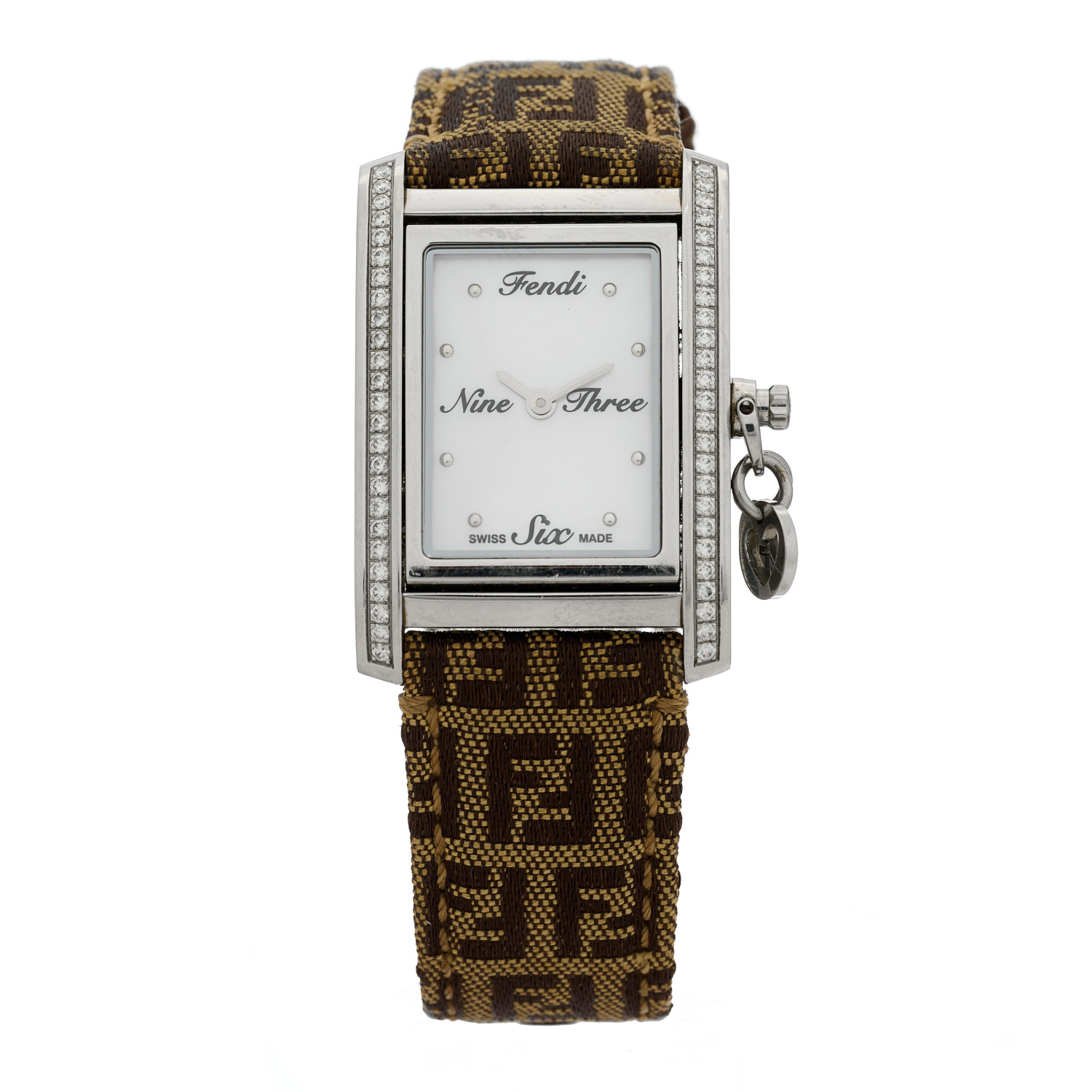 FENDI 時計 FENDI Stainless Steel Canvas Diamond 22mm Orologi Quartz