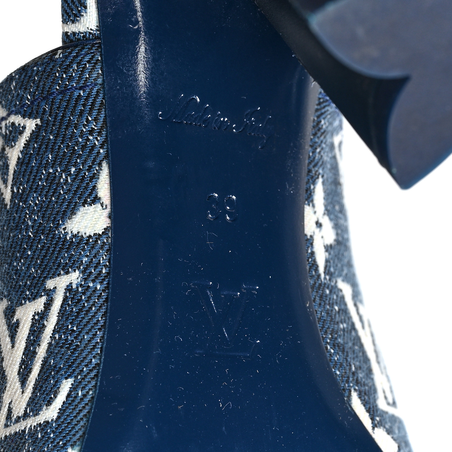 Louis Vuitton Silhouette Mules ネイビー LOUIS VUITTON Denim Monogram Silhouette Mules 39 Navy Blue